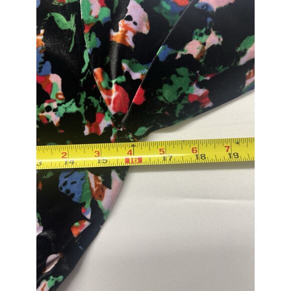 Open Edit Fit & Flare Velvet Dress Side Pockets Black Floral Open Back Size S - Picture 7 of 13